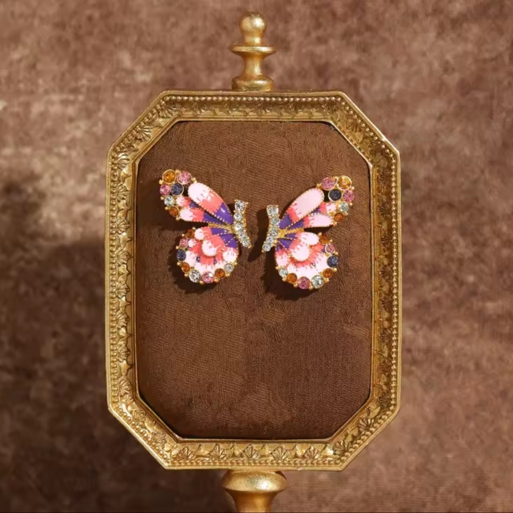 Vintage Couture Butterfly Jewel Earrings